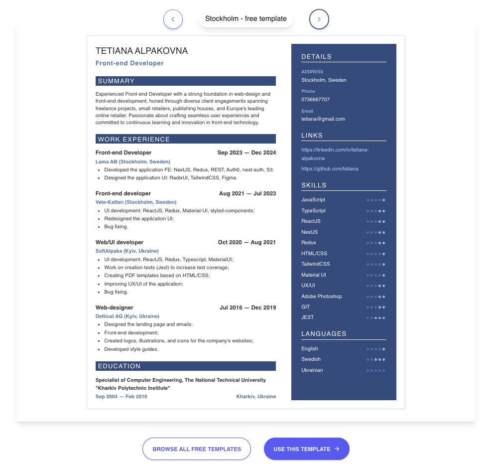 ATS-friendly CV